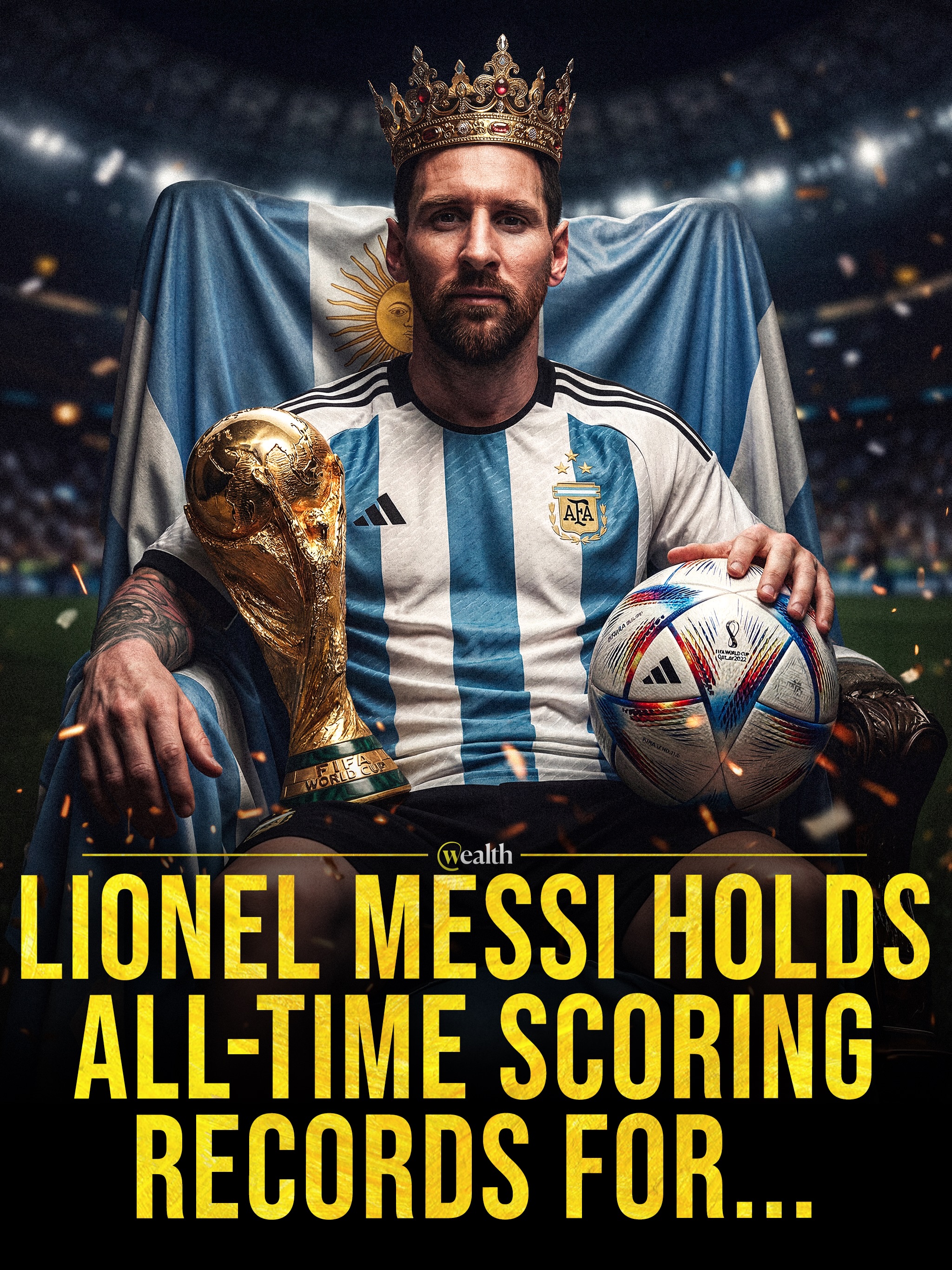 Lionel Messi’s goal records stretch from El Clásico to the World Cup. 🐐⚽️

Messi has scored a record 125 goals for Argentina and 21 at the World Cup. His 36 World Cup qualifying goals are the South American record; Cristiano Ronaldo and Carlos Ruiz have more globally.

His Barcelona records include 474 La Liga goals, 14 in the Spanish Super Cup and 26 across official El Clásico matches. He began scoring for Barcelona’s first team in 2005 and Argentina in 2006, placing these records across more than two decades.

#LionelMessi #Argentina #WorldCup #LaLiga #FootballRecords