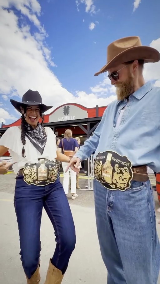 We showed up to the Stampede in style. Drop a comment if you would buckle up like this!