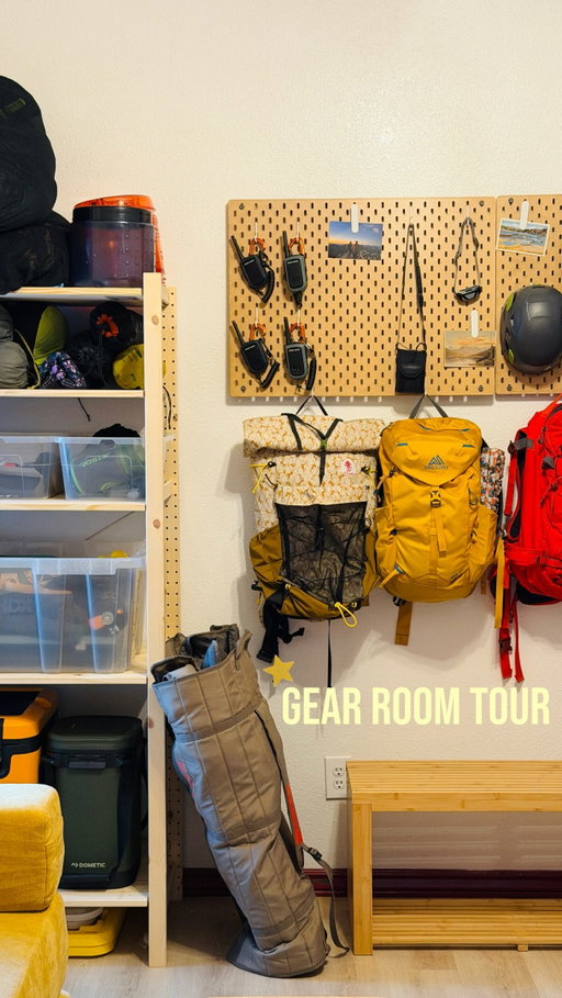 gear room tour⭐️🤭

no build - super easy to assemble & install shelves + pegboards from @ikeausa 

renter friendly - minimal wall installation & easy to disassemble

I have never needed a walk in closet for my clothes or a shelf for all my purses… but an entire room dedicated to my outdoor gear? say less.🤝

over the years I’ve collected a LOT of outdoor gear & it’s because it’s what I value most in our lives! we get to be the friends & family that host all the mountain adventures & no one has to worry about bringing or buying their own gear! truly my dream to be able to do this & have a space like this🤭

& she’s not done yet! PLS give me any & all ideas!