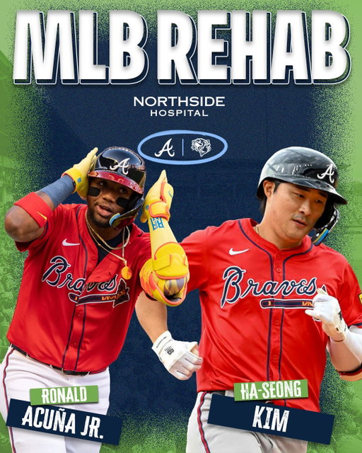 Y'all mind if we have ourselves a rehab weekend?

@braves OF Ronald Acuña Jr. and INF Ha-Seong Kim are both scheduled to begin rehab assignments with the Stripers this weekend in Toledo!

Read more at the link in our bio.