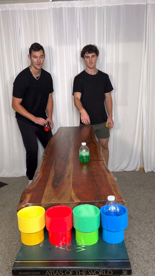 Quadruple Colors Bottle Flip #trickshot