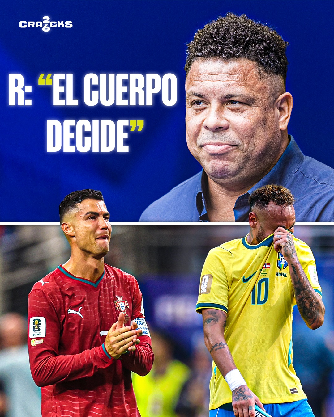 😕⚽ "EL CUERPO DECIDE."

Ronaldo Nazário habló sobre la despedida mundialista de Neymar y Cristiano Ronaldo, asegurando que llega un momento en el que el propio cuerpo le avisa al futbolista que es hora de detenerse.

💭 El brasileño explicó que la batalla más difícil para un atleta no siempre es dentro del campo, sino entre lo que el físico permite y lo que la mente todavía quiere seguir haciendo.