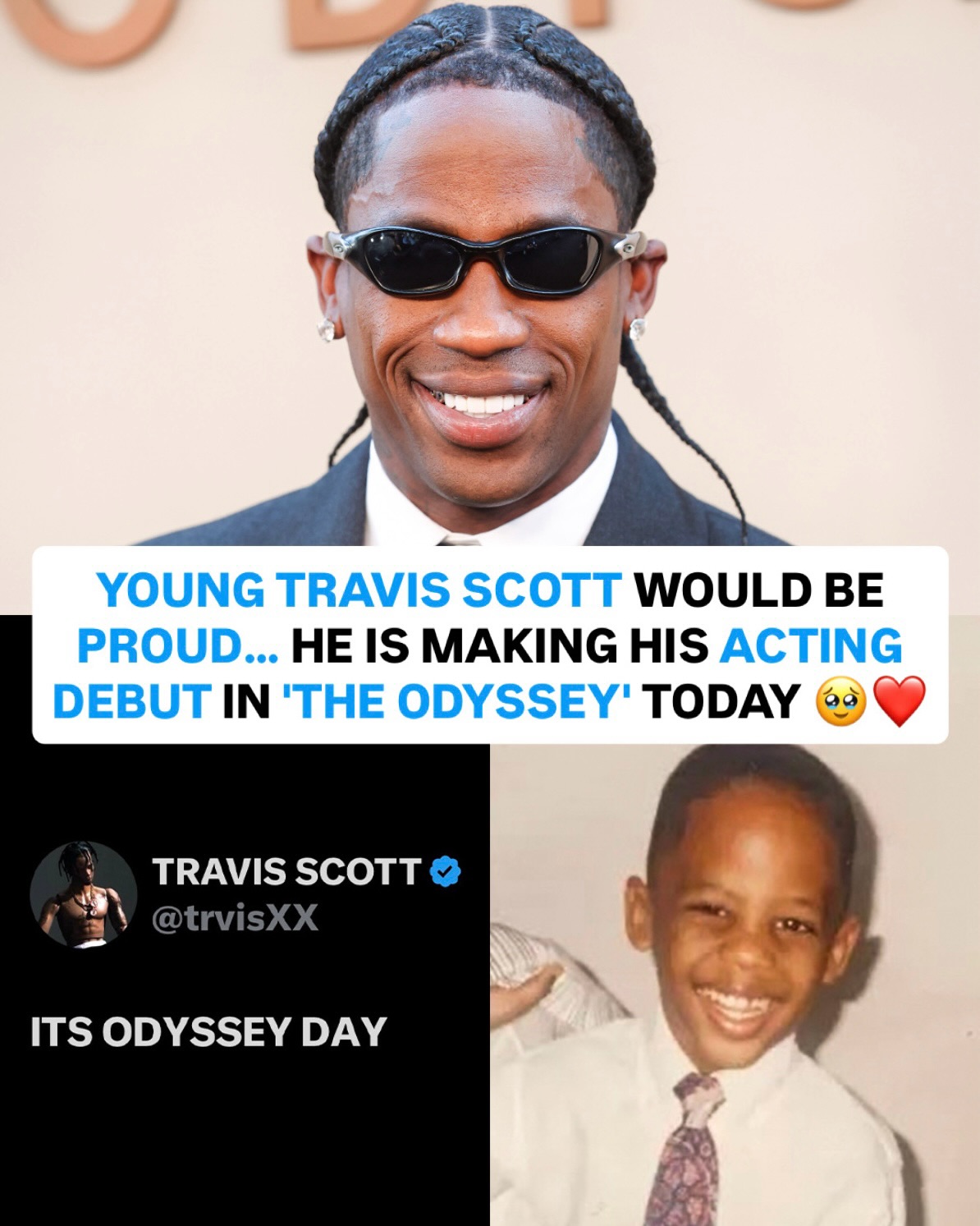 Young Travis Scott would be so proud of where he is today 🥹❤️

The new Christopher Nolan movie is out today and is Travis’s first ever acting role, where he plays a bard who recites verses about the Trojan War

Are you excited to see Travis in the movie?