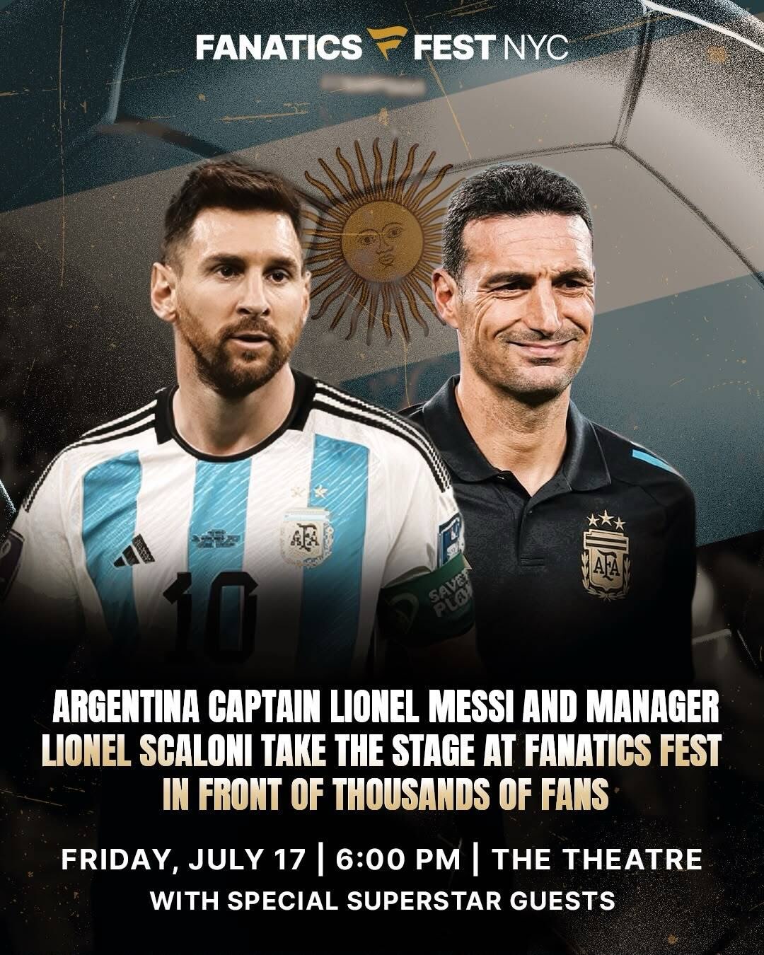 The Final Weekend is here. For the first time ever, see Argentina take the stage in front of fans on Friday, July 17. Only at Fanatics Fest.

#FIFAWorldCup @fanatics @fanaticsfest