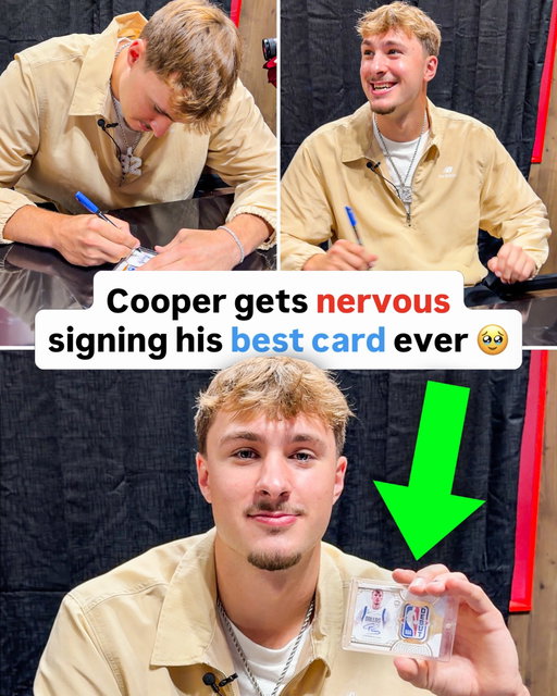 “I’m a little nervous” 😅 Cooper Flagg just signed his 1-of-1 NBA Debut Patch Autograph card live at Fanatics Fest NYC... Look for it in a pack of Topps Chrome Update Basketball, coming soon!