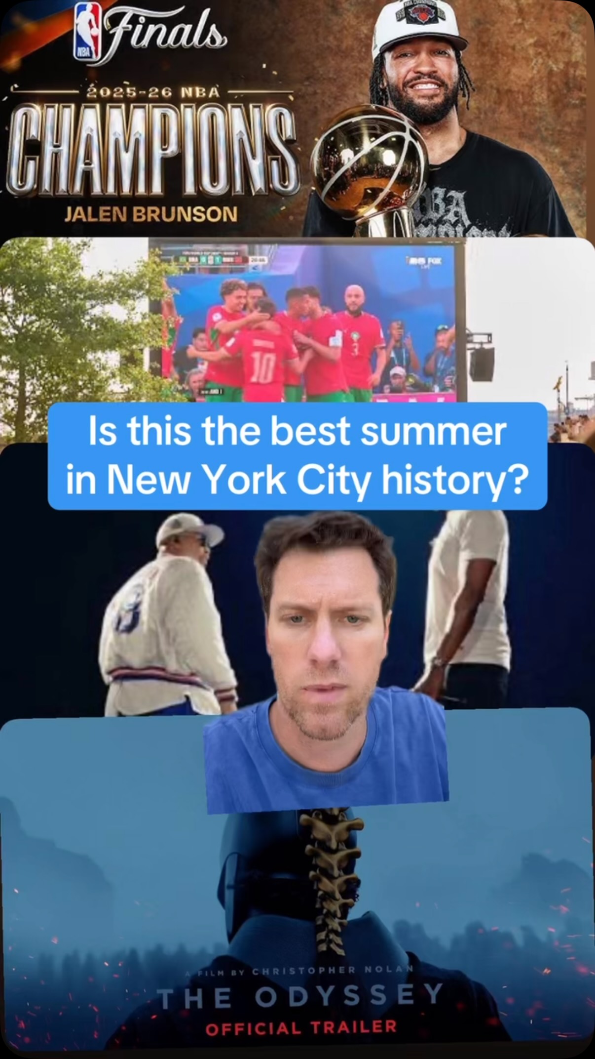Is this the best summer  in New York City history? From Brunson and the Knicks right into the World Cup NYC was the mecca of basketball, soccer, watch parties, and parades. The city became a melting pot of New Yorkers from the last 50 years mixed with international soccer fans from all over the world falling in love with America and New York. Jay Z and all the rap greats took over the Bronx for a full weekend and reminded us what true, great, live music performance is all about. And now we have the movie event of the century on 70MM imax at Lincoln Center and theaters all over reminding us what amazing cinema is like. Taylor at MAG, Americas 250th anniversary Sports, parties, music, movies, celebrities, celebrations, patriotism. All of it peaceful and unforgettable. Unreal summer