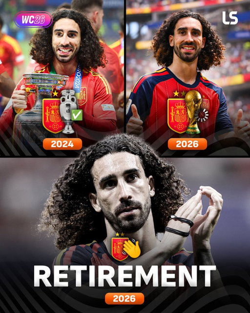 Marc Cucurella has said that he will 𝙧𝙚𝙩𝙞𝙧𝙚 from Spain’s national team if they win the World Cup 👋🏆

🗣️”If Spain win the World Cup, I’ll call Luis de la Fuente the next day and retire from the national team. With the Euro and World Cup trophies, you can’t ask for more”

Cucurella could be set to complete international football ⌛️