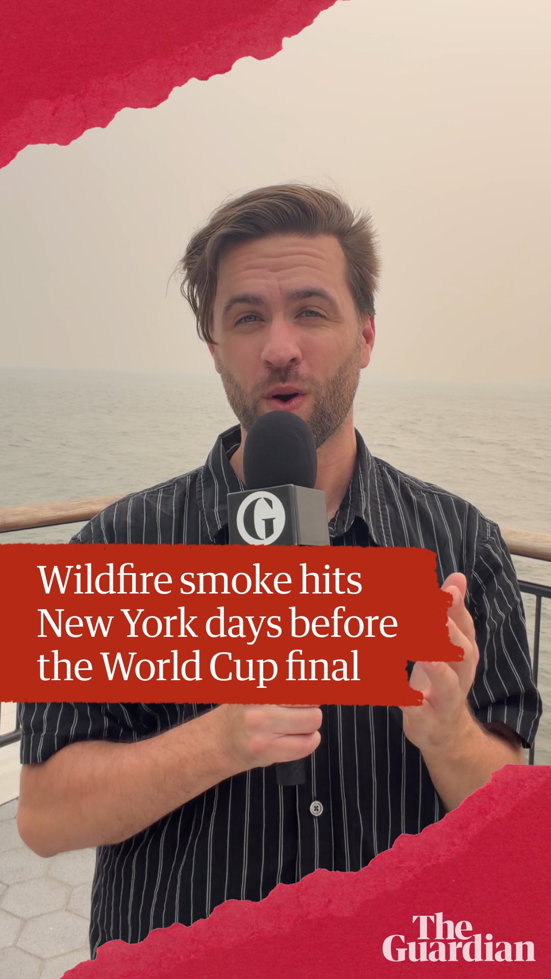 Is the air around New York harmful right now? Only if you insist on breathing it. 

Smoke from wildfires burning across northern Ontario drifted into New York on Wednesday, bringing the city’s worst wildfire smoke episode since 2023 just days before the World Cup final.

While the worst of the smoke appears to have passed, air quality remains poor, something that could affect fans and players attending the final this weekend. It remains uncertain about how much smoke will linger by matchday.

Our reporter Mark McPartland went out to survey the wildfire smoke and explain its health hazards with the help of Dharna Noor, the Guardian’s environmental reporter.