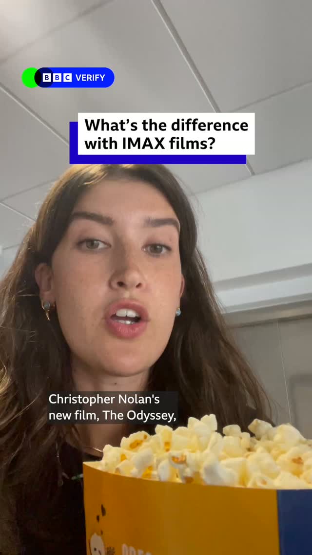 What's the difference with IMAX films?
 
As Christopher Nolan's highly anticipated film The Odyssey comes out today, BBC Verify looks at viral posts showing how the same film could look different in IMAX and standard cinemas.
 
Tap the link in @BBCNews's bio to find out more.
 
#IMAX #TheOdyssey #BBCNews