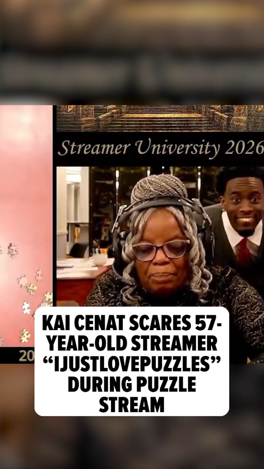 ‼️😱 Kai Cenat scares 57-year-old streamer ijustlovepuzzles during a puzzle stream. 🤭