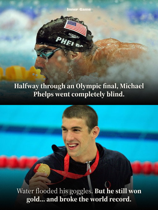 Everyone remembers that Phelps won blind. Almost nobody asks why he didn't panic.

His coach didn't just have him picture the perfect race. He had him rehearse the goggles flooding, the rival pulling ahead, the suit tearing. By the time it actually happened in Beijing, Phelps had already lived it hundreds of times in his head. There was no surprise left to come apart over.

Tim Gallwey named that panic fifty years ago: Self 1, the voice that feeds on everything you can't predict. Take away the unpredictable and it goes quiet. What's left is the version of you that already knows what to do.

Most people visualize the win. The real edge is visualizing the disaster.

Comment INNER and we’ll send you a first look at The Inner Game performance coach/app just for you and add you to our newsletter!