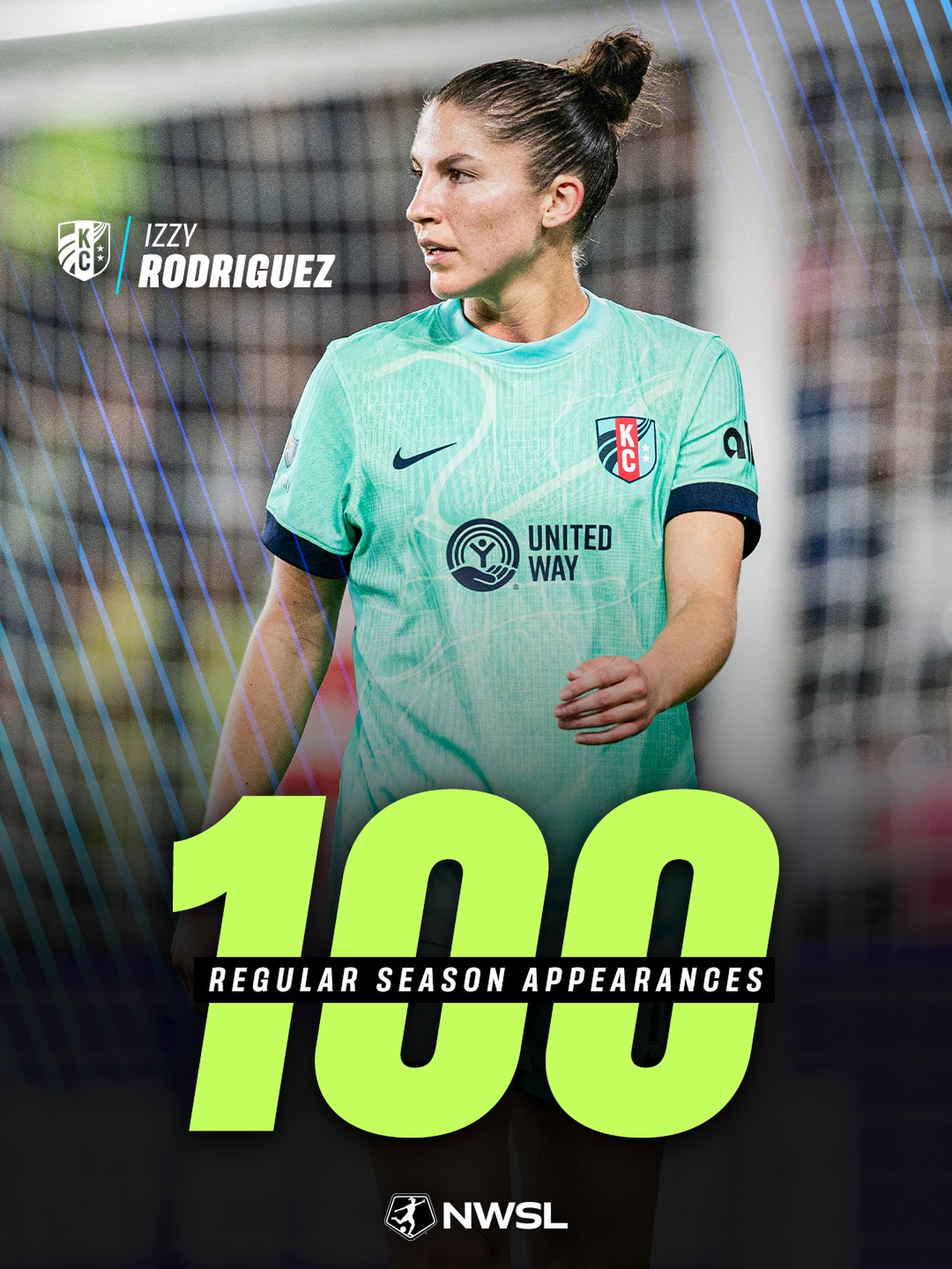 From day one to 💯

Izzy Rodriguez has played 100 regular season games, and all of them in Kansas City Current colors!