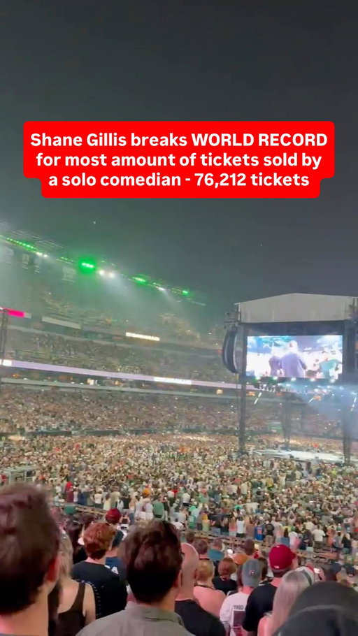 Shane Gillis officially broke the Guinness World Record for the most tickets sold by a solo comedian. He sold a historic 76,212 tickets for his massive homecoming stadium performance at Lincoln Financial Field in Philadelphia.

The legendary night included surprise guest appearances by former Eagles center Jason Kelce and rapper Meek Mill! Incredible. 

#TickPick #philadelphia #shanegillis #kevinhart