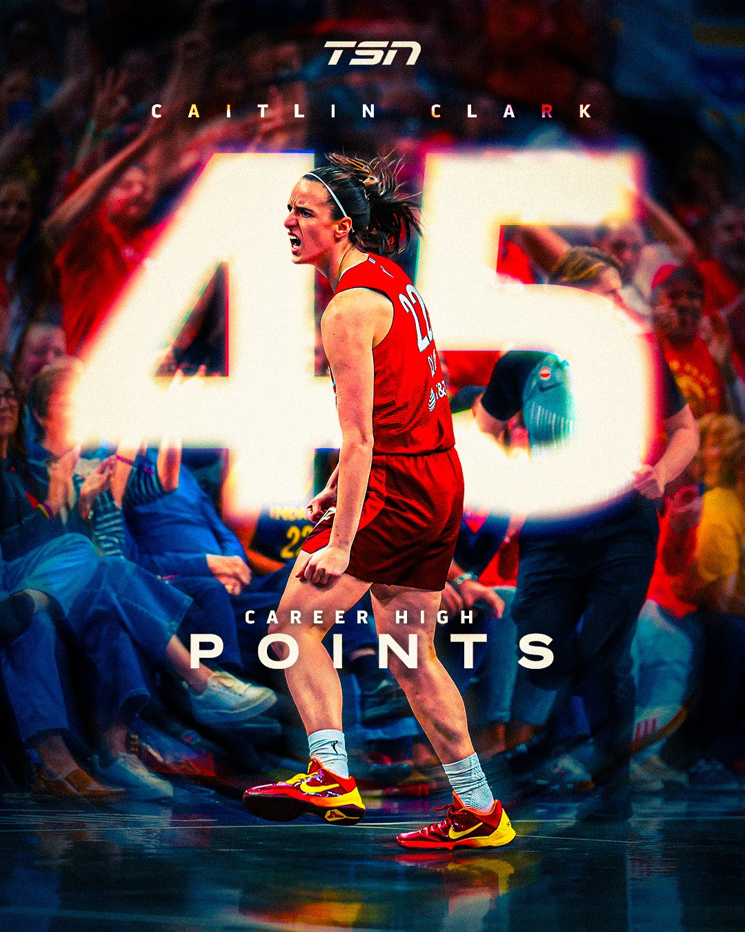 Caitlin Clark set a new career-high with 45 POINTS in tonight's win against the Seattle Storm!

She also recorded 10 assists and the first 40/10 game in WNBA history 🤯