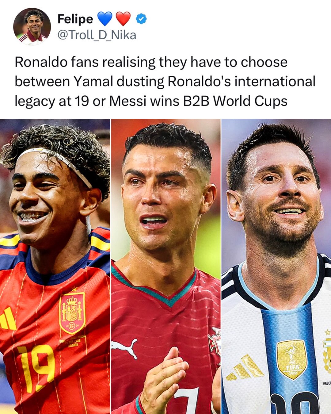 Has Cristiano Ronaldo already lost the GOAT debate? 😱🐐

(h/t Troll_D_Nika/X, General_D__/X, paniniboy7/X, kingkami111/X)