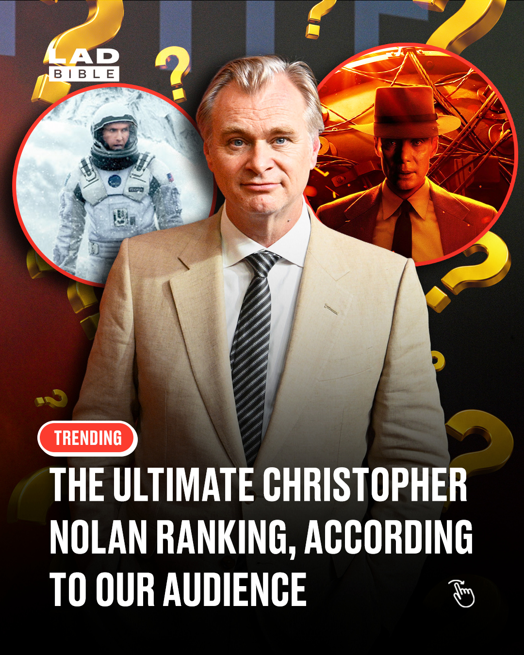 The LADbible audience has spoken 🎬⁠
⁠
We asked you to settle the debate and vote for Christopher Nolan's best film...⁠
⁠
🥇 The Dark Knight – 56%⁠
🥈 Interstellar – 20%⁠
🥉 Inception – 10%⁠
4️⃣ Oppenheimer – 7%⁠
5️⃣ Dunkirk – 5%⁠
6️⃣ Tenet – 2%⁠
⁠
With more than half of the vote, The Dark Knight comfortably took the top spot, while Interstellar finished as the clear runner up.⁠
⁠
#ChristopherNolan #Movie #LADbible