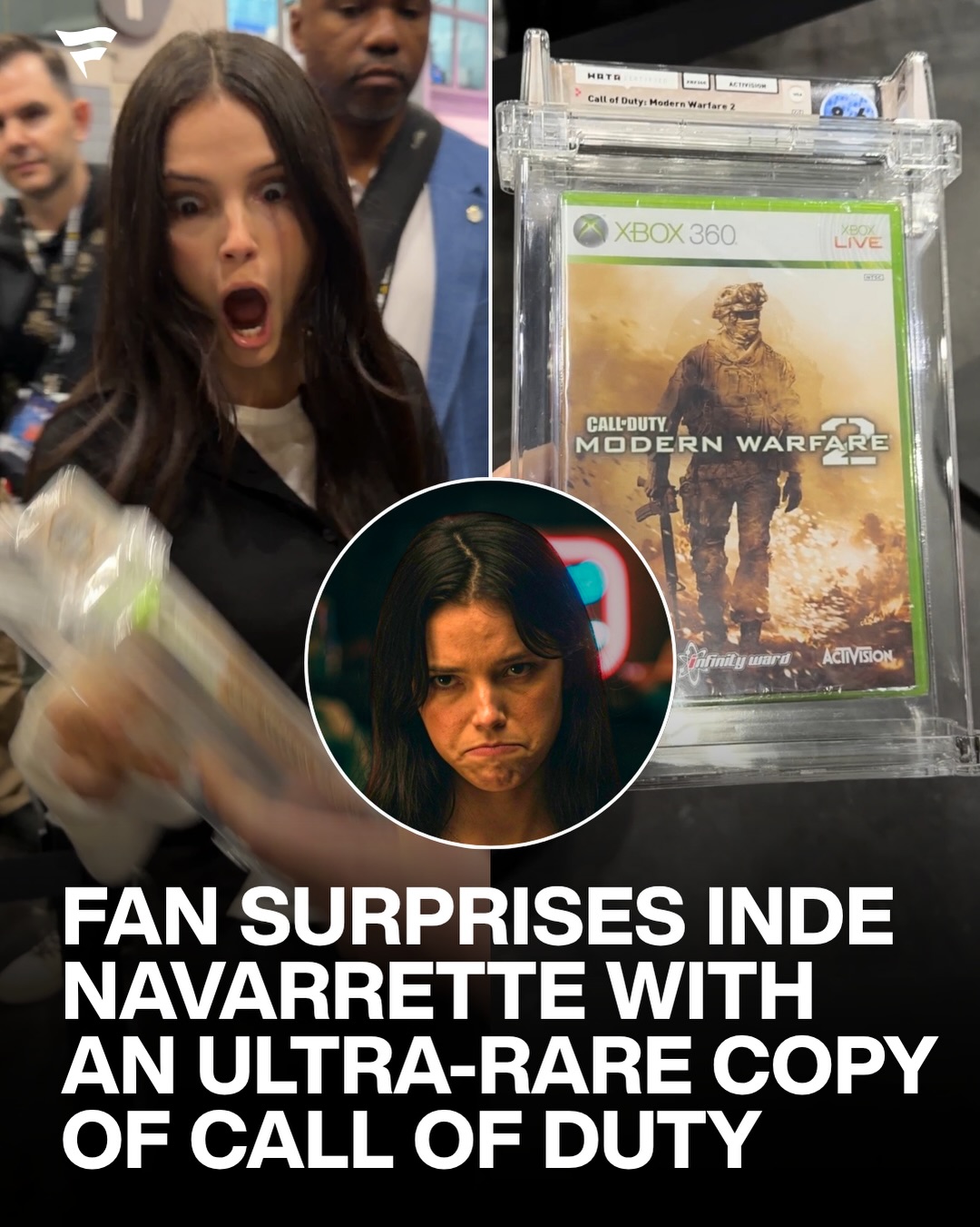 Her reaction is perfect 🥹

A fan gifted Obsession star Inde Navarrette an ultra-rare copy of Call of Duty: Modern Warfare 2 at Fanatics Fest... one of the highest-graded examples in the world.

Before her movie career took off, Navarrette spent time streaming games on Twitch and has said gaming helped her get through a difficult stretch between acting roles, making this gift feel even more personal.

Safe to say this is one collectible she’ll never forget.