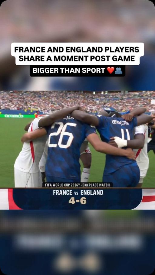 A heartwarming moment between the players from both teams as England defeats France 6-4 in the World Cup third place game.
