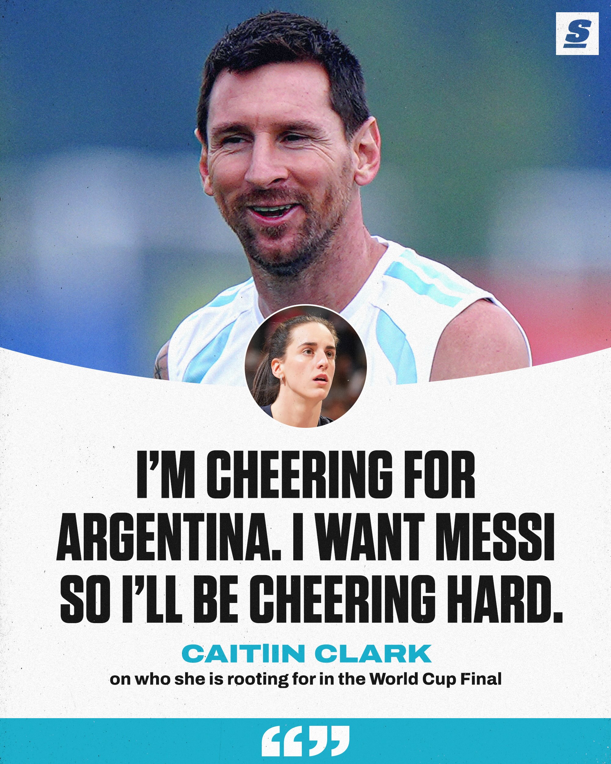 Caitlin Clark is rocking with Messi and Argentina for the World Cup Final. 👍
[via @romeoville_kid]
