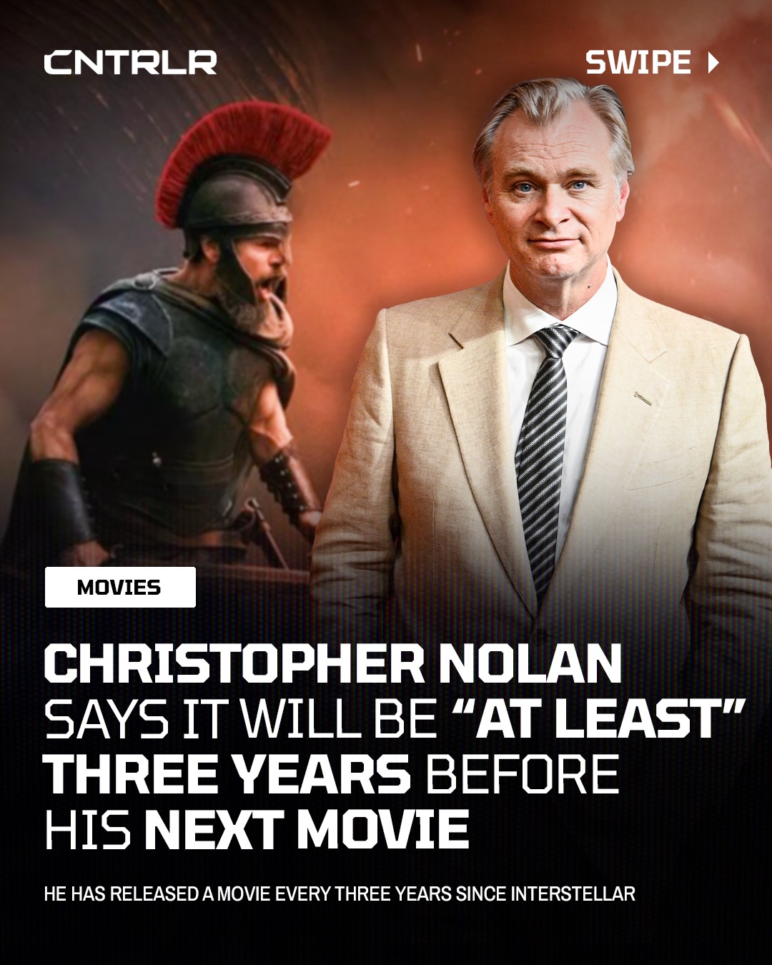 Christopher Nolan revealed in a interview with the TODAY Show that it will be “at least” three years before his next movie releases‼️🍿

He has consistently released a film every three years since 2014, when Interstellar released. Have y’all seen The Odyssey yet⁉️