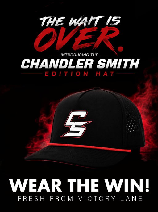 🏁 FRESH FROM VICTORY LANE AT NORTH WILKESBORO.

Winners Wear Driven.

Introducing the Limited Edition Chandler Smith Hat- Fresh from celebrating a winning weekend.

Featuring @csmith_racing bold CS logo front and center, a premium red rope, matching red accent underbill, and laser-perforated side panels for all-day comfort. Every detail was designed to stand out, whether you’re at the track or on the street.

This isn’t just another race hat. It’s a piece of Victory Lane.

Limited Edition. Once it’s gone, it’s gone.