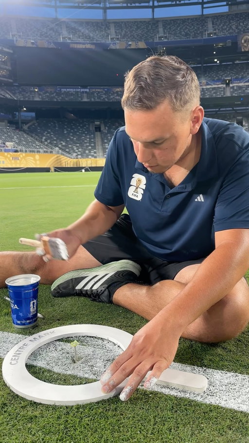 How the centre circle is prepared ahead of a @FIFAWorldCup Final 👌