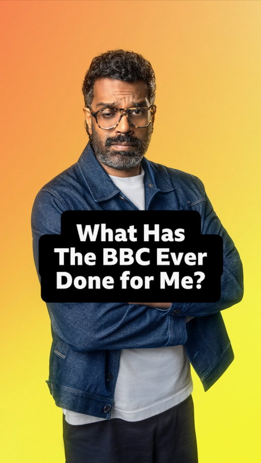 What has the BBC ever done for me? Romesh’s big question gets an even bigger answer. 

Romesh Ranganathan is asking the big question, ‘What has the BBC ever done for me?’ He begins by asking a star-studded Queen Vic pub, complete with Coldplay’s Chris Martin on piano. Romesh travels through Albert Square, Casualty, BBC News, Radio 1Xtra, Graham Norton’s studio, Wimbledon, ending up on stage in Strictly Come Dancing. Along the way he meets Claudia Winkleman and some Traitors, Alan Carr, Daleks, Ruth Jones as Gavin & Stacey’s Nessa, Hey Duggee and Anton Du Beke. There is a BBC for each of us, funded by all of us. This is our BBC. 

#BBCFundedByAllOfUs #ThisIsOurBBC #RomeshRanganathan