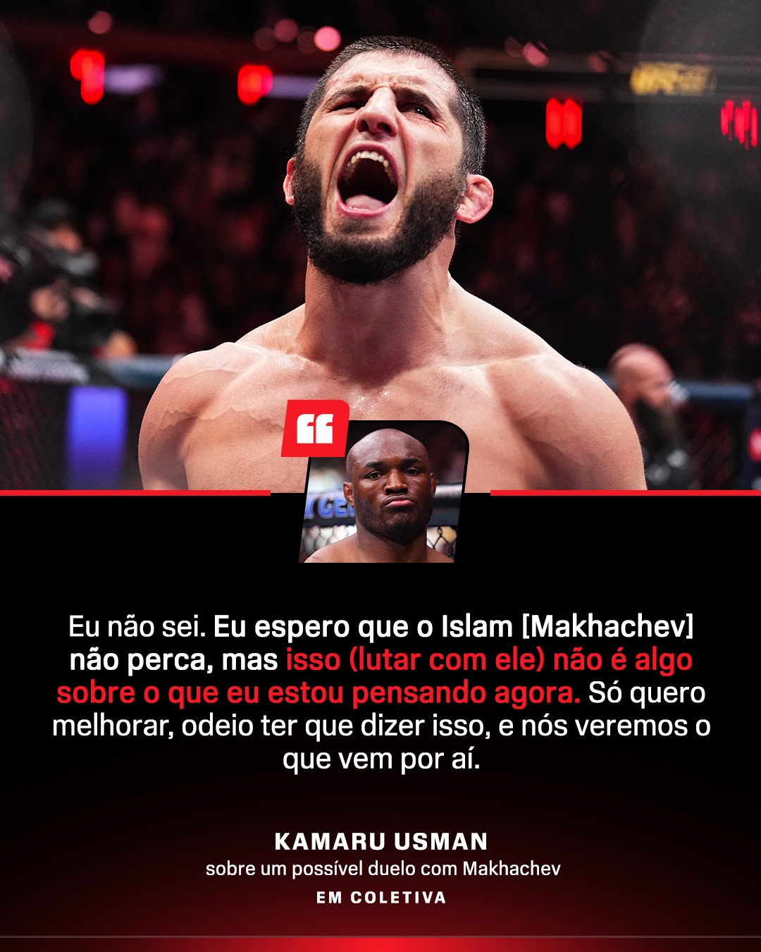 USMAN DESCARTA LUTA CONTRA ISLAM! 👀🥊

Kamaru Usman não aceitou enfrentar Islam Makhachev e afirmou que o campeão dos meio-médios não é seu alvo neste momento. O nigeriano foi muito especulado para encarar o russo neste ano, mas o duelo nunca saiu do papel.

E aí, fã de esporte? Você gostaria de ver Usman x Makhachev no UFC? 🤔

#ESPNKnockOut #UFC #KamaruUsman #IslamMakhachev