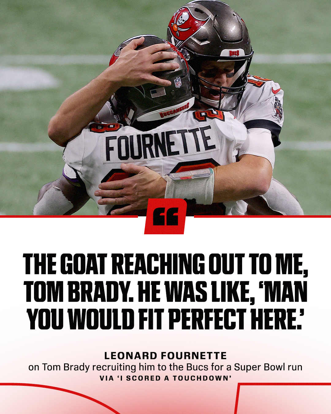 Tom Brady played GM and got Leonard Fournette to the Bucs for their Super Bowl LV run. Fournette's legacy was secured when he scored a touchdown to help win it over the Chiefs 😤

🍿 Super Bowl LXI is on ESPN and ABC on Feb. 14, 2027.