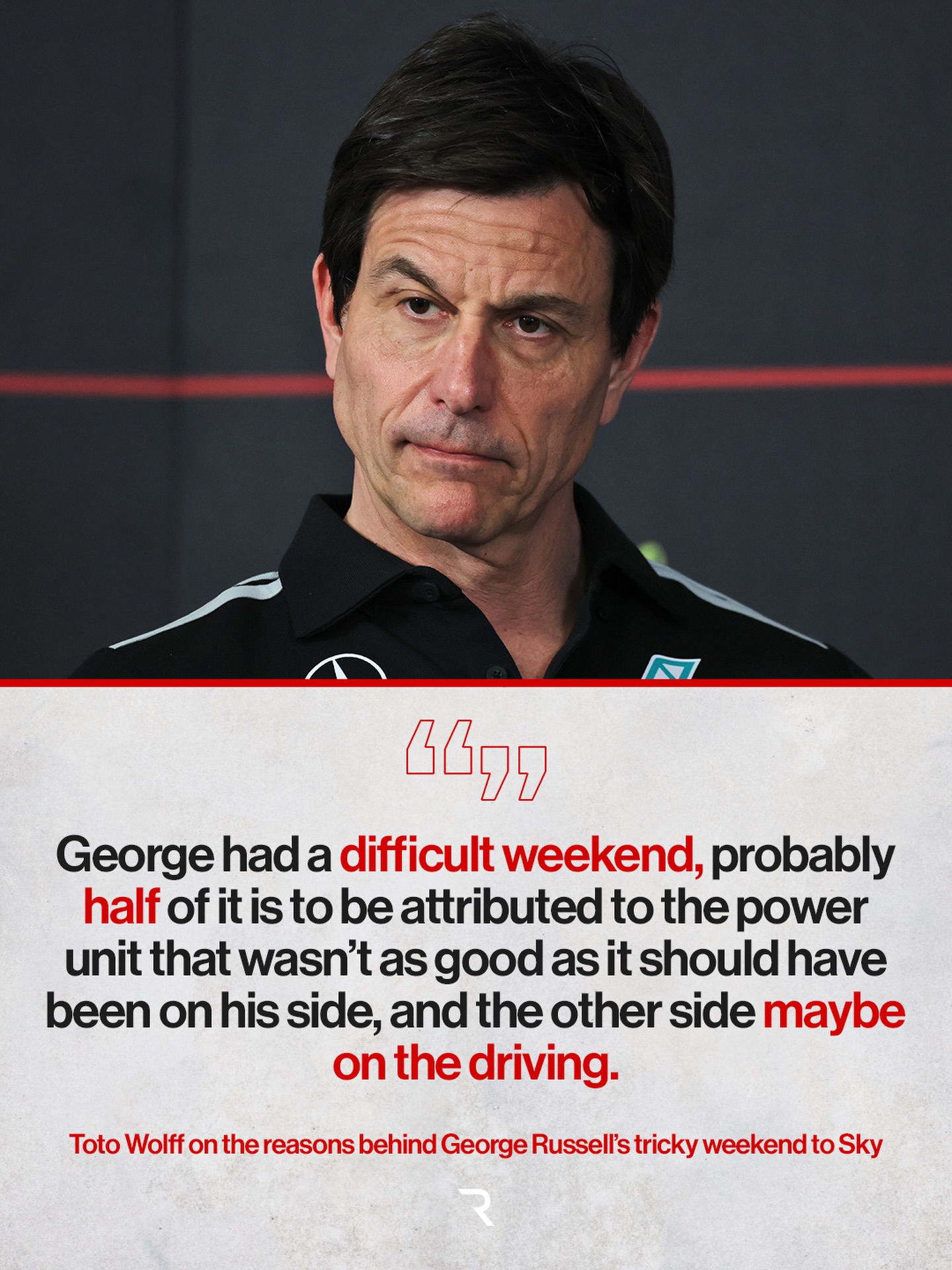 George Russell has had a significant deficit to Kimi Antonelli this weekend, here’s what Toto Wolff thinks explains it 🗣️