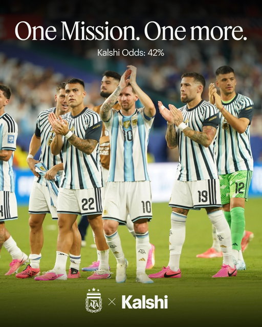 One game to history. Vamos Argentina 🇦🇷

Trade the Final live on Kalshi and see what happens next.