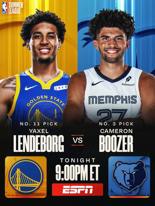 The 2026 NBA Summer League Championship is TONIGHT 🏆

▪️ 4-1 Warriors vs. 4-1 Grizzlies
▪️ Yaxel Lendeborg: 13.6 PPG, 6.2 RPG, 4.4 APG
▪️ Cameron Boozer: 18.4 PPG, 8.0 RPG, 3.6 APG

📺 9:00pm/et, ESPN