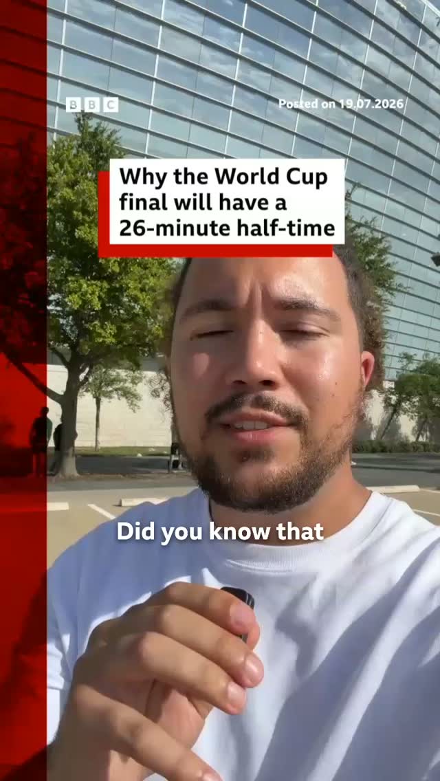 The half-time break in Sunday's World Cup final is expected to last about 25 minutes.
 
Instead of the usual 15-minute break that players are used to, organisers Fifa have added an 11-minute Super Bowl-style show in the middle of football’s biggest match.
 
It means that sandwiched between Lionel Messi’s Argentina and Lamine Yamal’s Spain taking to the pitch, fans at New York New Jersey Stadium will see the likes of Justin Bieber, BTS and Shakira take to the stage - or pitch.
 
Tap the link in @BBCNews’s bio to see who else will be performing.
 
#FifaWorldCup #WorldCupFinal #BBCNews