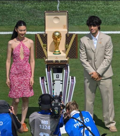 Carlos Alcaraz and Hoyeon unveil the FIFA World Cup 2026 trophy by Louis Vuitton