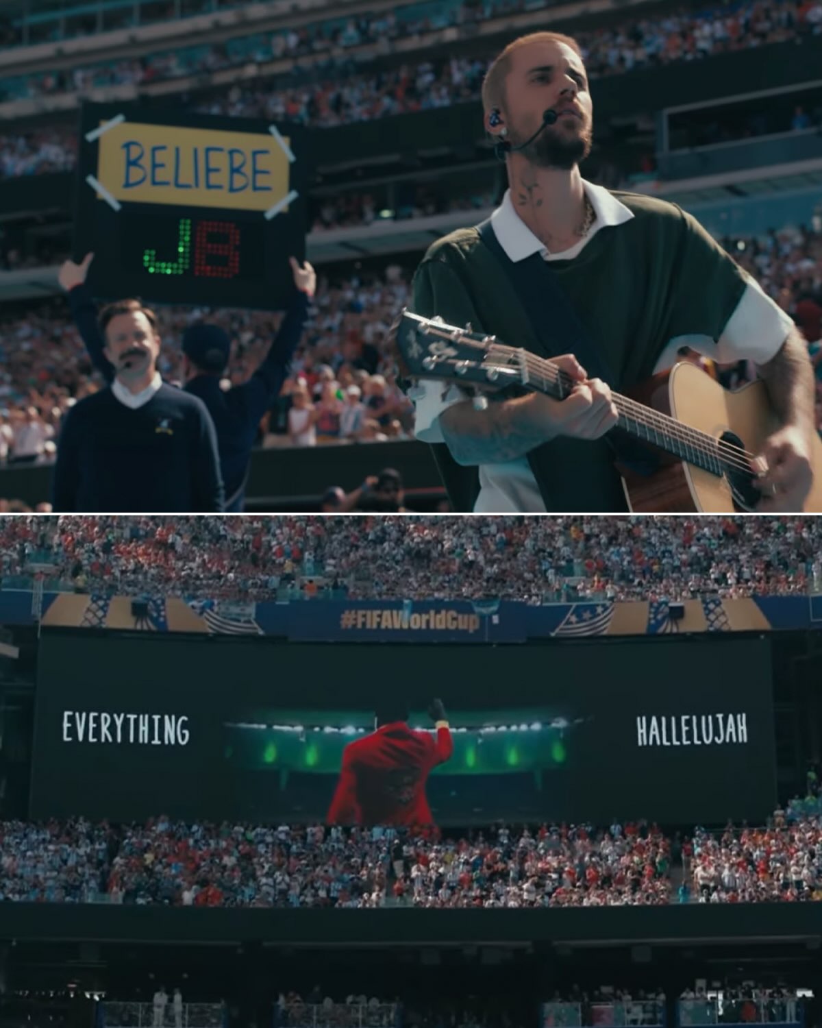 Ted Lasso and Coach Beard substituted on Justin Bieber for a Lumumba Vea tribute during the 2026 World Cup final’s halftime show. 

That is not a sentence we ever expected to write 😅