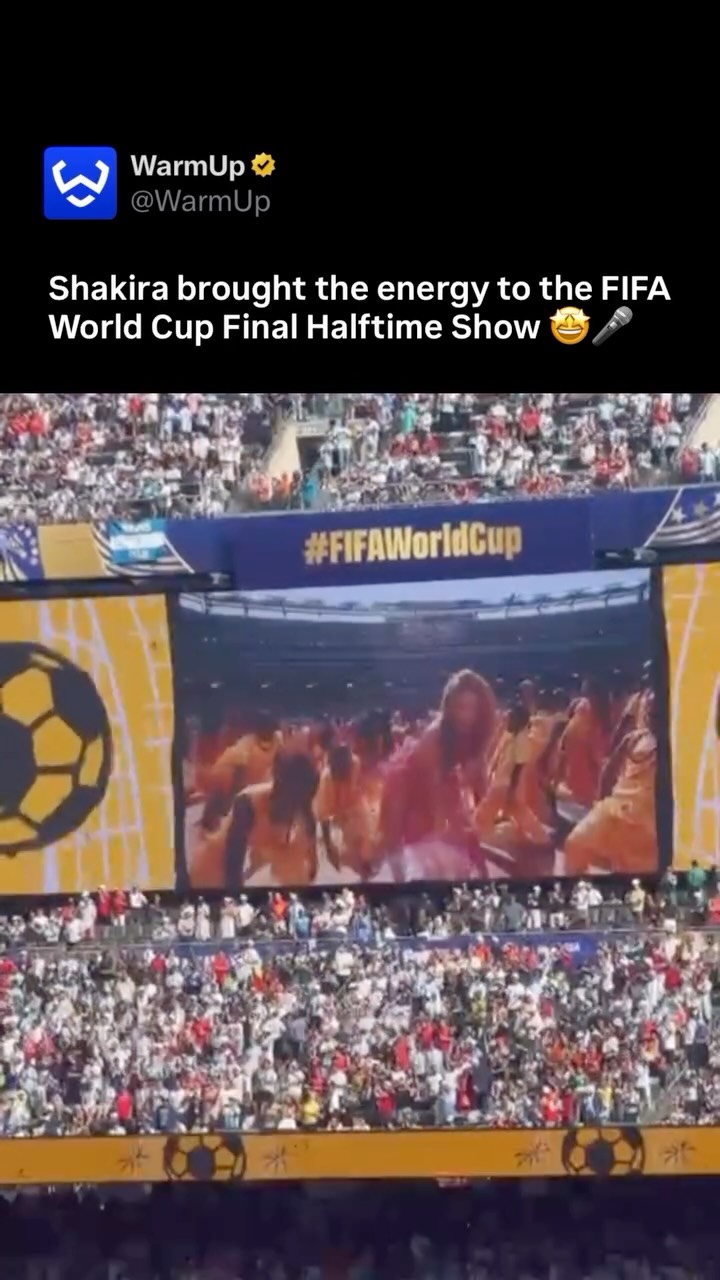 🤩

Colombia’s pop icon Shakira co-headlined the historic, first-ever Super Bowl-style halftime show during the FIFA World Cup final on Sunday, July 19, 2026, at the New York New Jersey Stadium. Curated by Coldplay’s Chris Martin and produced by Global Citizen, the production disrupted a 96-year tradition by bringing massive entertainment to the match interval. Sharing the stage with co-headliners Madonna, BTS, and Justin Bieber, Shakira delivered an energetic performance that featured “Dai Dai”—the official 2026 World Cup tournament anthem she created alongside Nigerian star Burna Boy. The massive global spectacle supported the newly established FIFA Global Citizen Education Fund.