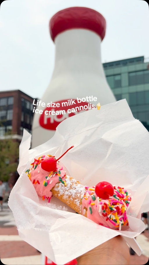You can really get ice cream from this larger than life size hood milk bottle! Made in 1930, the bottle was transported ON A BOAT to its current resting place. The hood milk bottle in Boston is located in seaport and you can find the hours by searching @glenns_kreme_and_kone