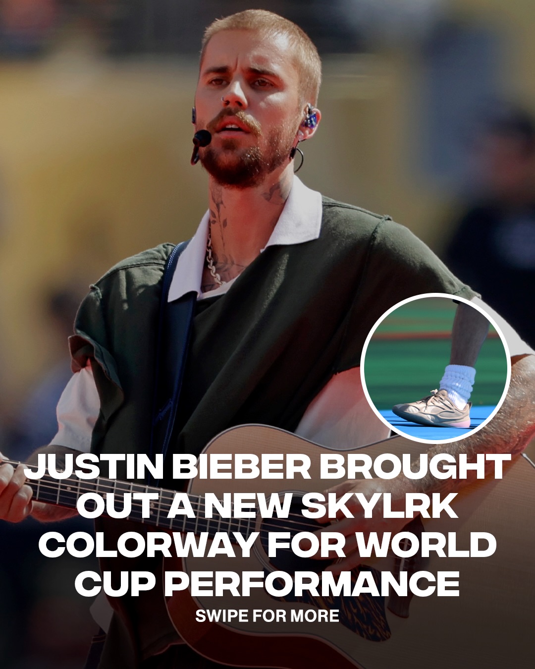 Justin Bieber rocks a new SKYLRK Matterdaddies colorway during his World Cup Final Performance 🎵⚽️

📸: Getty