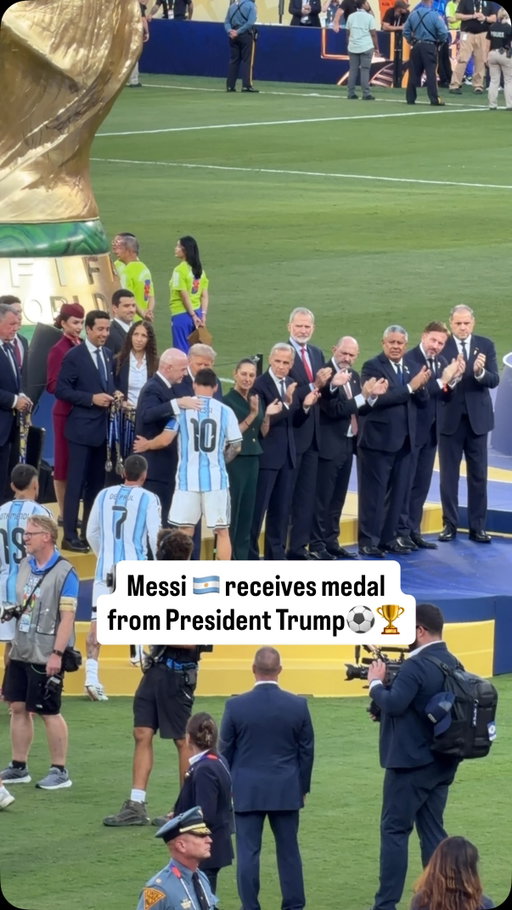 Messi 🇦🇷 receives second place World Cup medal from President Trump⚽️🏆