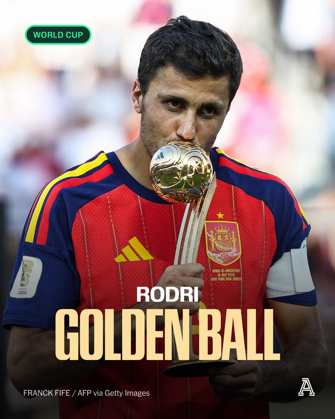 World Cup 2026 Awards 🏆

Golden Ball: Rodri 🇪🇸
Golden Boot: Kylian Mbappe 🇫🇷
Golden Glove: Unai Simon 🇪🇸
Young Player: Pau Cubarsi 🇪🇸