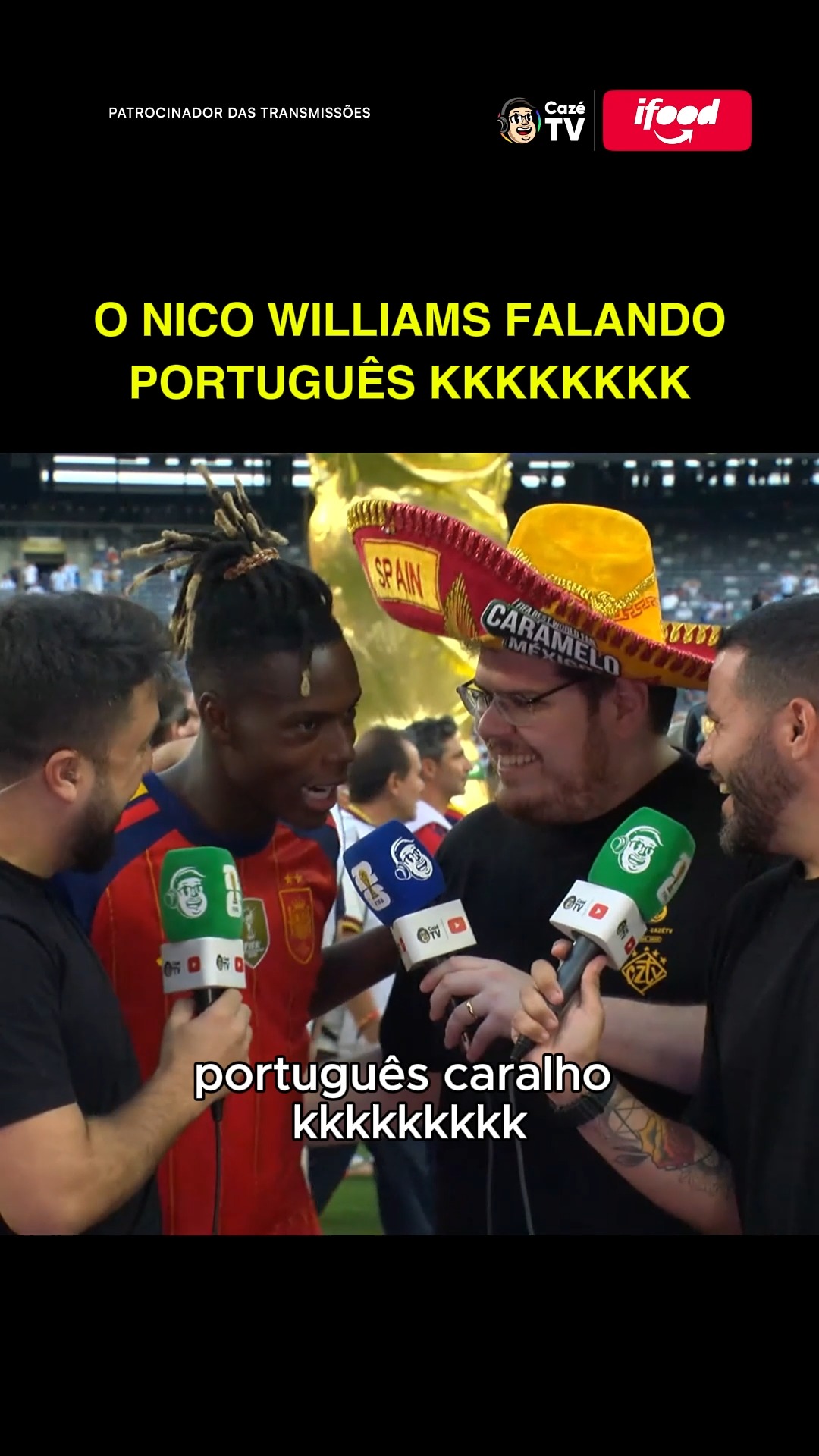 O NICO WILLIAMS FALA PORTUGUÊS, CARALHO KKKKKKKKKKKKK 🇪🇸

🚨 SE TEM CRAQUE, 𝐄𝐒𝐐𝐔𝐄𝐂𝐄! É na CazéTV! 🤩📺

#Original #cztv17 #Copazona #CopaNaCazéTV #FifaWorldCup #iFood #VideoPatrocinado #ifoodédobrasil #cztv19