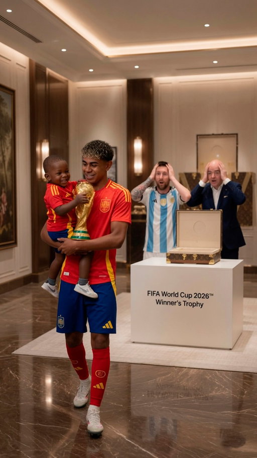 Infantino had a gift for Messi… until Yamal showed up.
Spain have just won the 2026 FIFA World Cup. 🇪🇸🔥

Created with @higgsfield.ai 

#worldcup2026 #fifaworldcup #messi #lamineyamal #spain