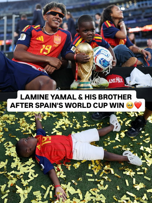 Lamine Yamal celebrated his World Cup win with his 3 year old brother, Keyne‼️🫂

Spain defeated Argentina 1-0 in the 2026 FIFA World Cup🏆

Throughout the tournament, Yamal's brother has been a viral sensation, and his celebrations for his big brother did not stop today❤️

Have y'all seen Keyne's viral moments⁉️