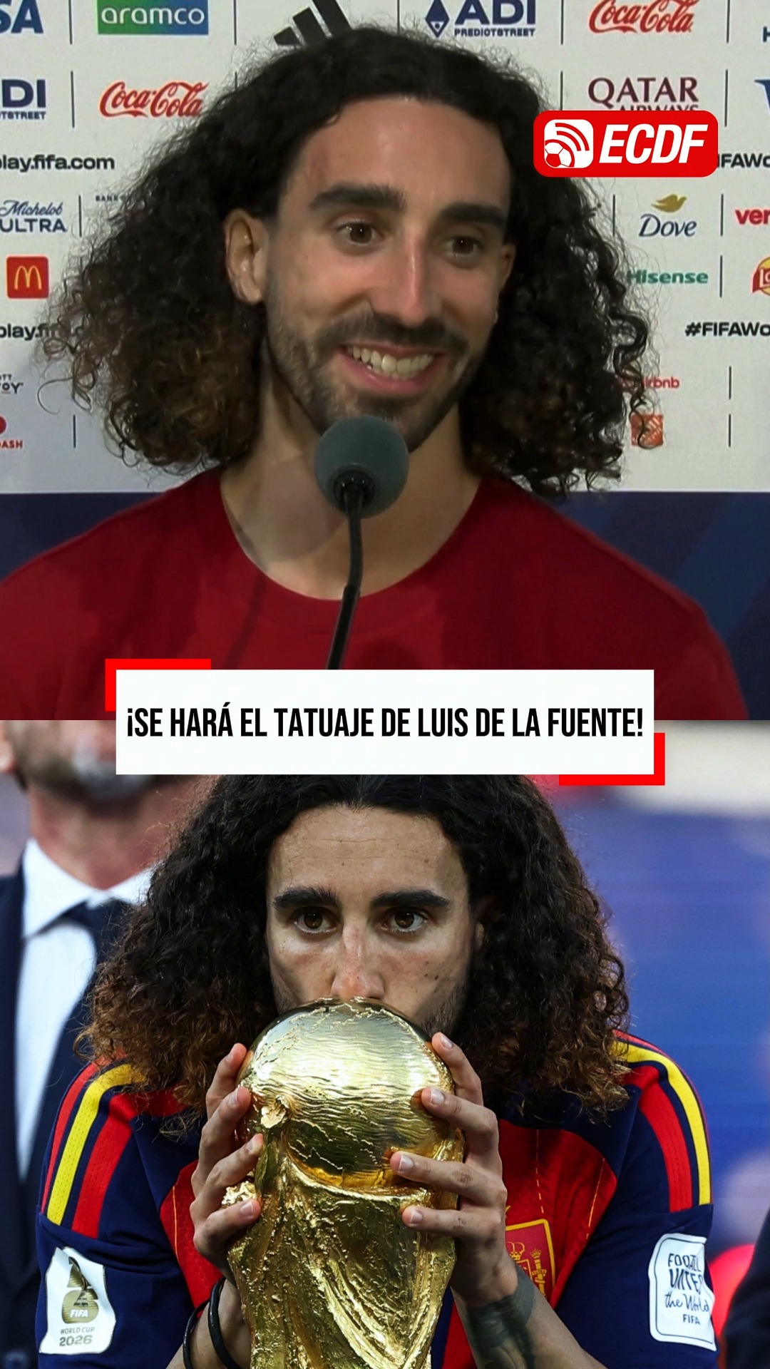 ¡PROMESA ES PROMESA! 😂🇪🇸

El nuevo refuerzo del Real Madrid, Marc Cucurella, deberá cumplir su palabra tras conquistar la Copa del Mundo: tatuarse la cara de Luis de la Fuente. #AFP