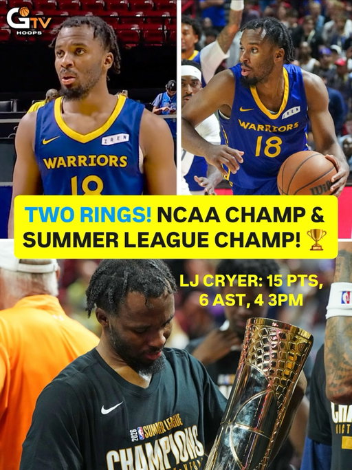 LJ Cryer is now a 2x CHAMPION! The 6’0” guard won an NCAA title with Baylor in 2021 and just helped the @warriors win the 2026 NBA Summer League title. Cryer posted 15 PTS, 6 AST, 4 3PM, and hit the game-sealing free throw vs. the Grizzlies. He averaged 17.3 PPG and 5.3 APG as a rookie in the G League. 🏆🏆 @ljcryer