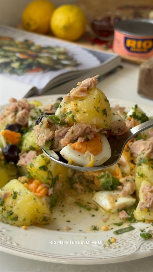 #AD What are you having for dinner tonight? Let me show you how to Cook Like a Kıbrıslı and make Yumurtalı Badadez Salatası (Cypriot-style egg & potato salad) using @riomare_uk Tuna in Olive Oil. 

As a Cypriot, I know all too well that olive oil is at the heart of our Mediterranean cuisine, and Rio Mare’s Tuna in Olive Oil adds incredible flavour to this simple, delicious recipe. 

It’s easy to see why Rio Mare is Italy’s Favourite Tuna. If you’re looking for an easy, Mediterranean-inspired dinner, give this recipe a try and let me know what you think!

INGREDIENTS 
Serves 2-3
2 medium Cyprus Potatoes (approximately 350g)
2 large eggs
3 tbsp extra virgin olive oil
1 large lemon
2 tsp grape / white wine vinegar 
1/2 tsp dried mint 
25g fresh coriander, very finely chopped 
2 spring onions, very finely sliced
Handful of Kalamata / dry black olives
1 x can Rio Mare Tuna in Olive Oil 

#RioMaretuna #RioMareUK #RealItalianTaste #salad