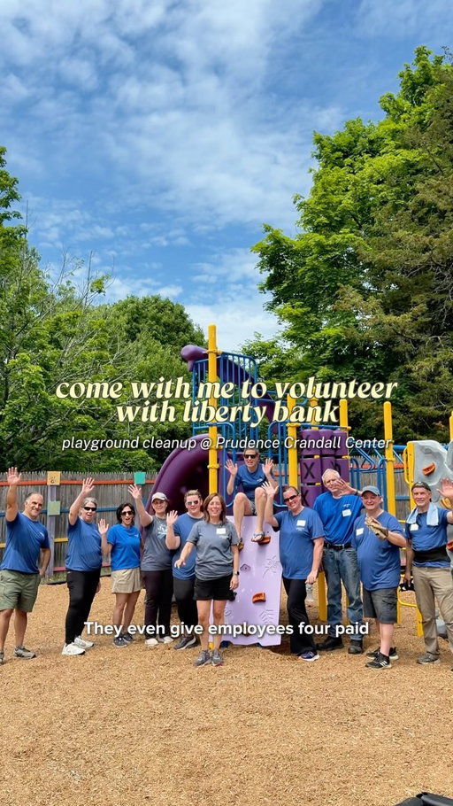 an inspiring day at @prudence.crandall.center with @libertybankct 🤍 

@libertybankct has made giving back a true part of their identity. It was amazing to hear from their employees about how much it means to them to not only volunteer themselves, but be a part of an organization that actually gives them 4 paid days per year to spend helping their community. 

And now the playground at @prudence.crandall.center, who helps support victims of domestic violence, is ready for summer fun! 

Head to the @libertybankct’s website to learn more about their commitment to giving back. 

#LibertyBankAmbasador #ad