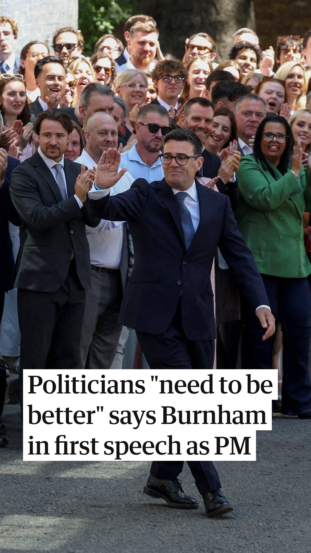 “Let’s make this the moment that Britain starts to believe again” said the UK’s new prime minister, Andy Burnham, in his first speech outside 10 Downing Street to applause.

Speaking without notes or the usual prime minister’s lectern, Burnham said he was “acutely conscious” that he was the “seventh prime minister since 2016”.

“It requires my generation of politicians to raise our game,” he added, saying he wanted to make politics “more about problem-solving than point-scoring”.

Find out more about what Burnham said, including promises to help more young people get into work, building more council homes and putting an end to rough sleeping by heading to the link in the bio.