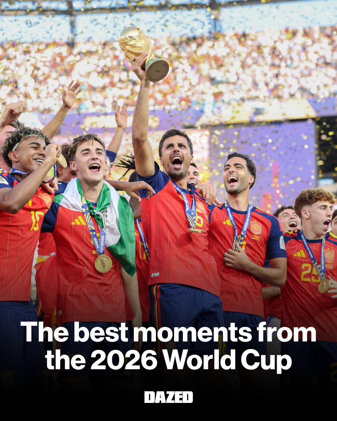 Spain are world champions. 🇪🇸 After a tense 1–0 victory over Argentina, the final whistle brought an unforgettable World Cup to a close. Eighteen years after Lionel Messi and a one-year-old Lamine Yamal appeared together in a UNICEF campaign, the pair met on football's biggest stage in what may be Messi's final World Cup.⁠
⁠
From unforgettable upsets and emotional fan moments to political controversy, FIFA criticism and a half-time show that had everyone talking, this tournament delivered drama at every turn. We look back at the biggest, boldest and most heartwarming moments from the 2026 World Cup ➡️⁠
⁠
📸 Via @gettyimages⁠
⁠
#Dazed #WorldCup