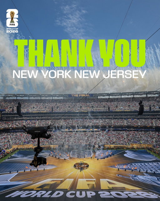 Thank you, New York New Jersey 🤝

The venue for the @FIFAWorldCup 2026 Final! 🏟️